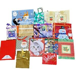 BIG lot of 15 Christmas Holiday Kids Birthday Wine S M L Gift Bags Mixed Tote